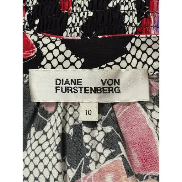 Diane Von Furstenberg Erica Midi Shirt Dress Women's 10 Floral Designer DVF - Picture 12 of 13